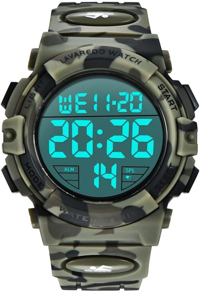 Watch Multifunktionale Herren Uhren Digital Sport Outdoor Armbanduhr 5 ATM wasserdichte Uhr mit Alarm/Kalender/Stoppuhr/Stoßfest Präzises Quarzwerk