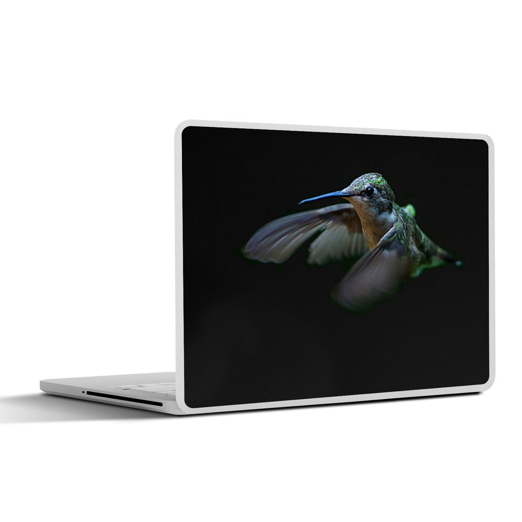 MuchoWow Laptop Aufkleber Sticker Cover Kolibri - Federn - Schwarz 40x30 cm - Laptop Dekoration - Selbstklebend