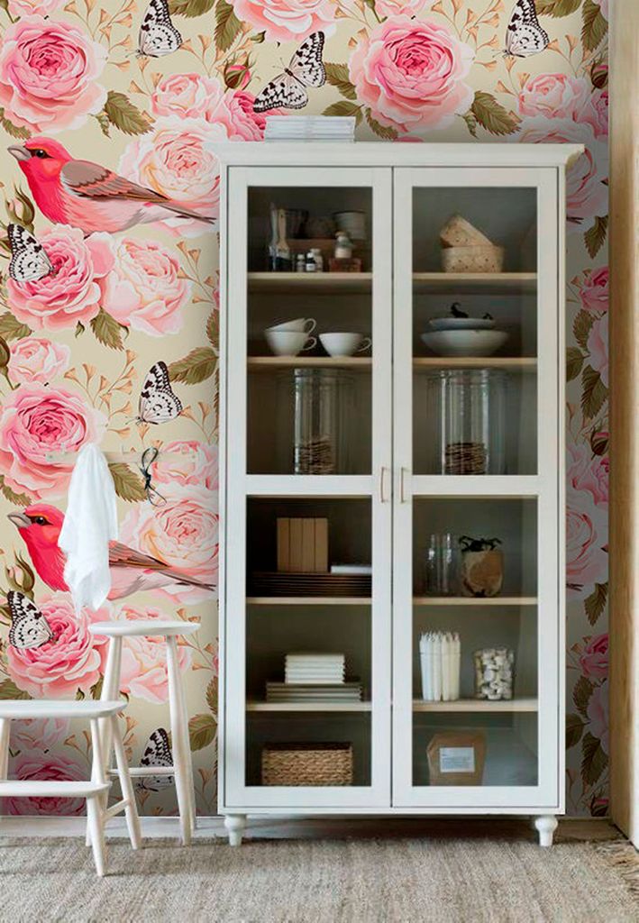 Coloray Fototapete 104x70 cm Vlies-Fototapete - Blumenvögel