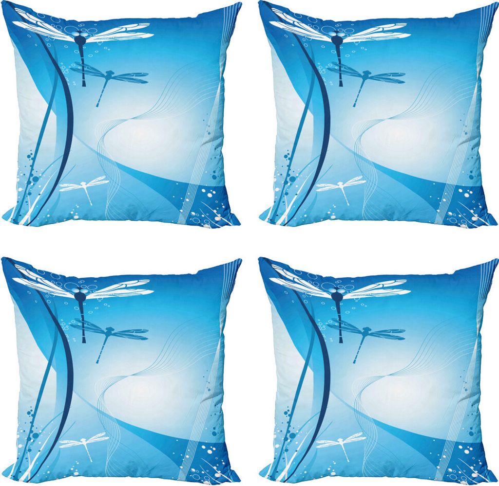 ABAKUHAUS Libelle Kissenbezug Set (4 Stück), Underwater Sea Life, Moderner Doppelseitiger Digitaldruck, 50 cm x 50 cm, Sky und Violet Blue