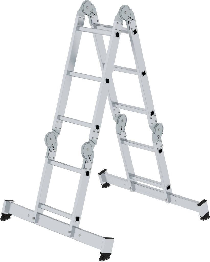 Vielzweckleiter 4-teilig mit nivello -Traverse und Holzbelag 2x2 + 2x3 Sprossen