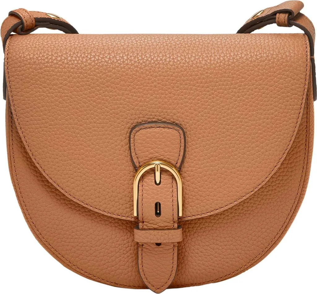 Sac à épaule Everleigh Flap Fossil - Cuir souple et rabat marron clair