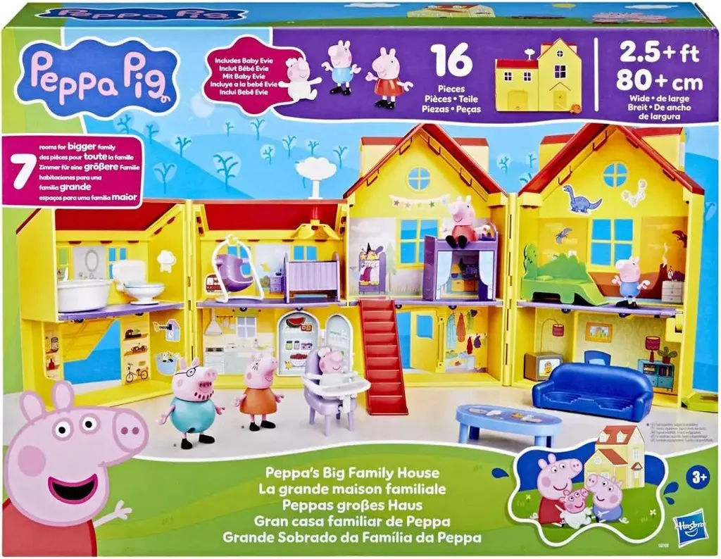 Maison de Peppa Pig Géante 80 cm avec Mobilier et Accessoires de Jeu
