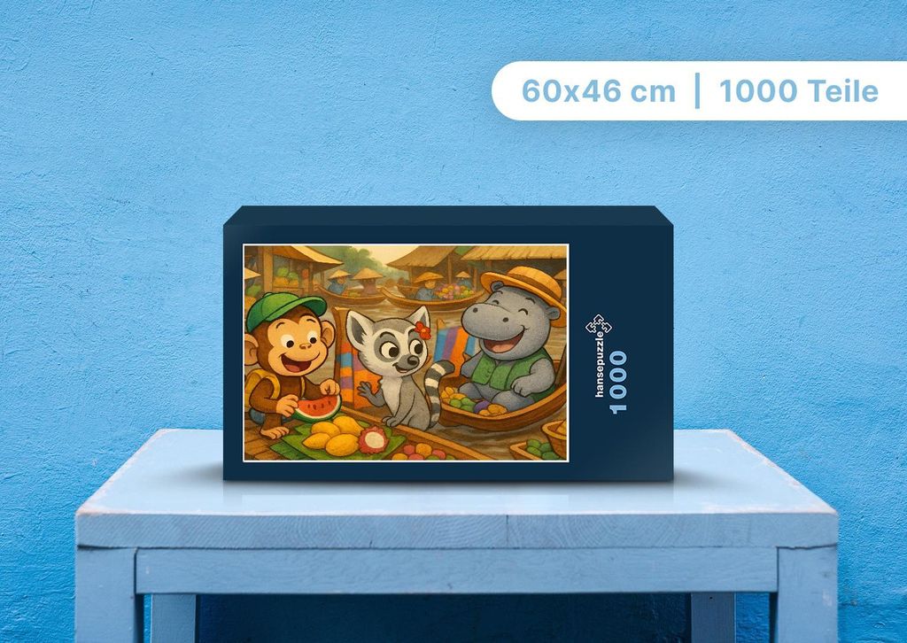 hansepuzzle 111786 - Milo, Lulu und Sash Puzzle, 1000 Teile, Kinder, 60,0 x 46,0cm mit hochwertiger Aufbewahrung, Kartonbox & Beutel