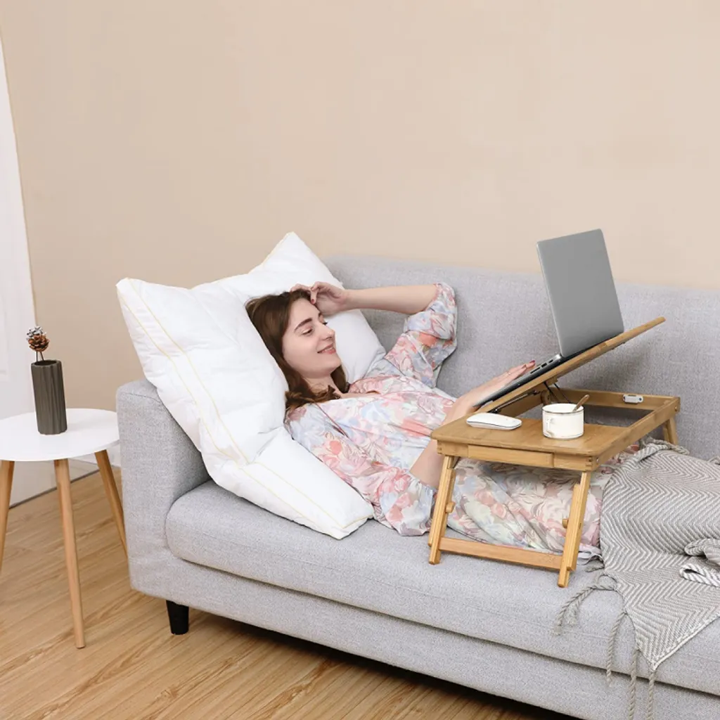 Table Ordinateur Portable Bambou 61cm : Fini la Surchauffe et le Mal de Dos
