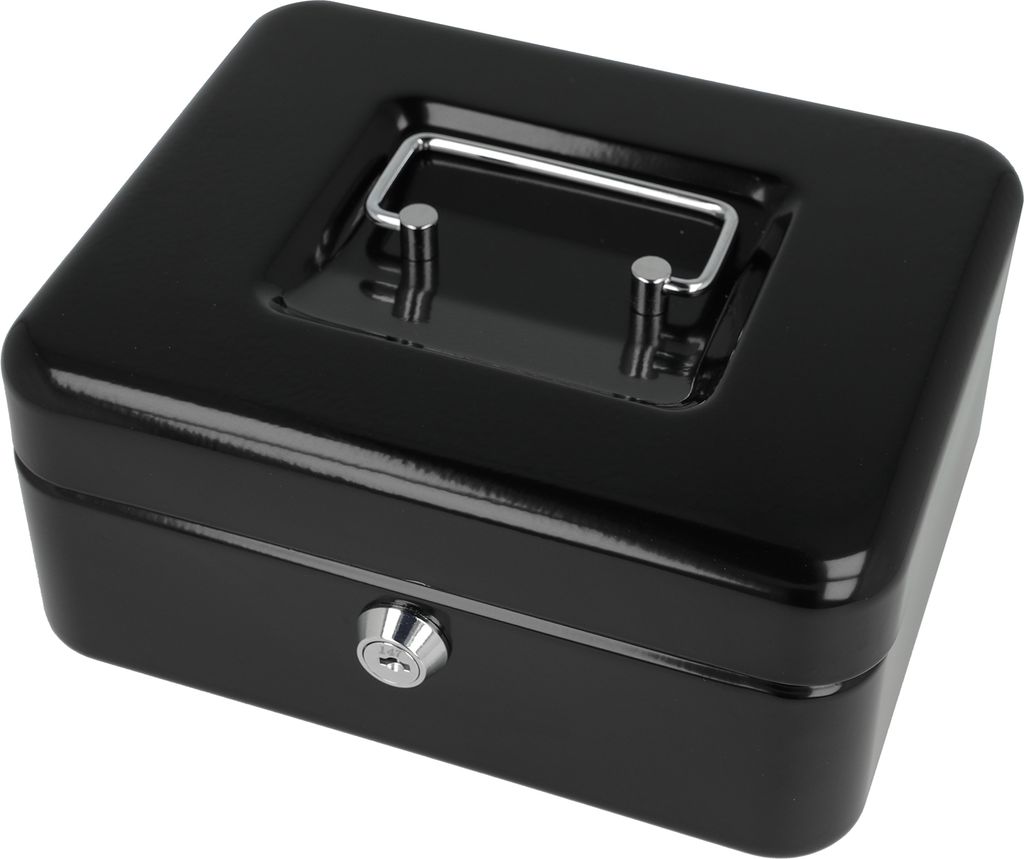 Geldkassette abschließbar (20 cm) Schwarz, 2 Schlüssel, Produktbild 