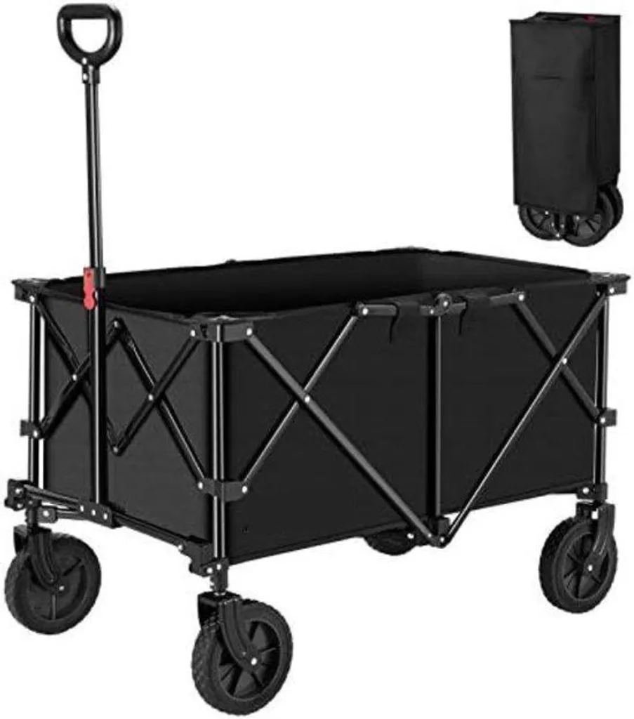 Chariot pliable pour transport de plage et jardin à pneus gonflables