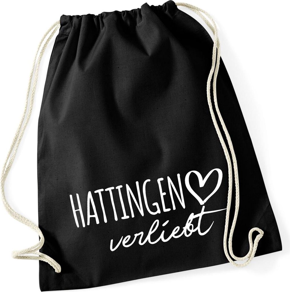 Huuraa Turnbeutel Hattingen verliebt 12 Liter Black Baumwolle Rucksack Geschenkidee
