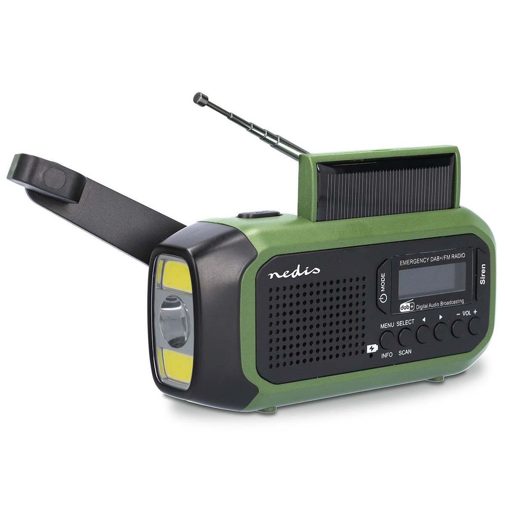 Radio D'Urgence 5 En 1 à Manivelle – Lampe, Horloge, Alarme, Rétro, Argent