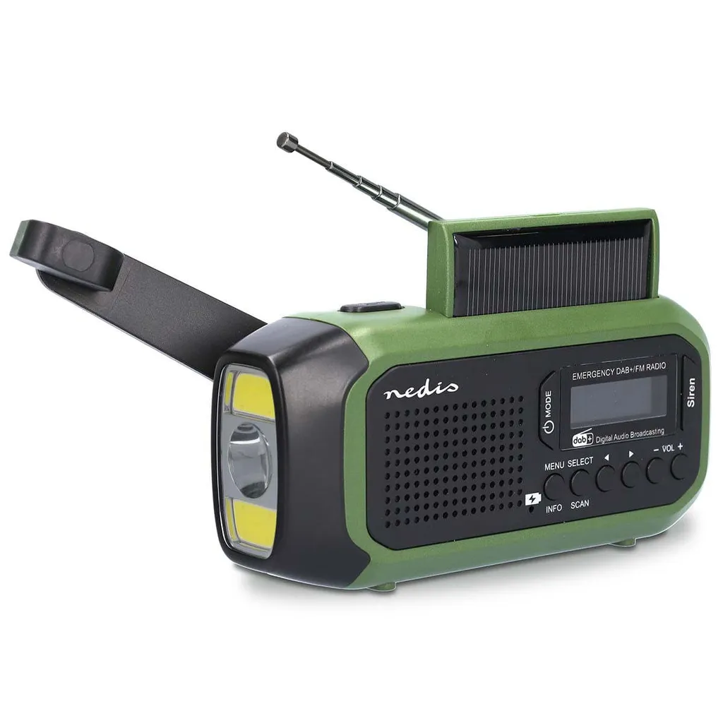Radio DAB/FM A Manovella E Solare Con Batteria 5000 MAh, Bluetooth, Torcia E Allarme SOS – Perfetta Per Emergenze E Outdoor