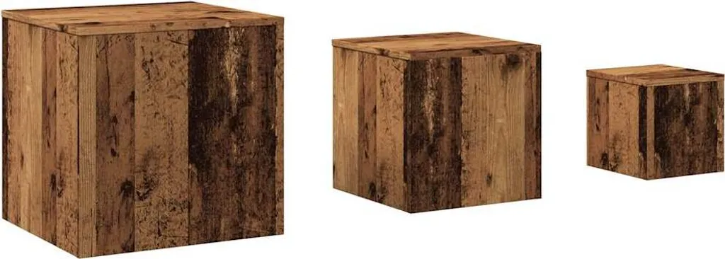 Set 3 Tavolini Legno Massiccio Recuperato - Qualità Artigiana