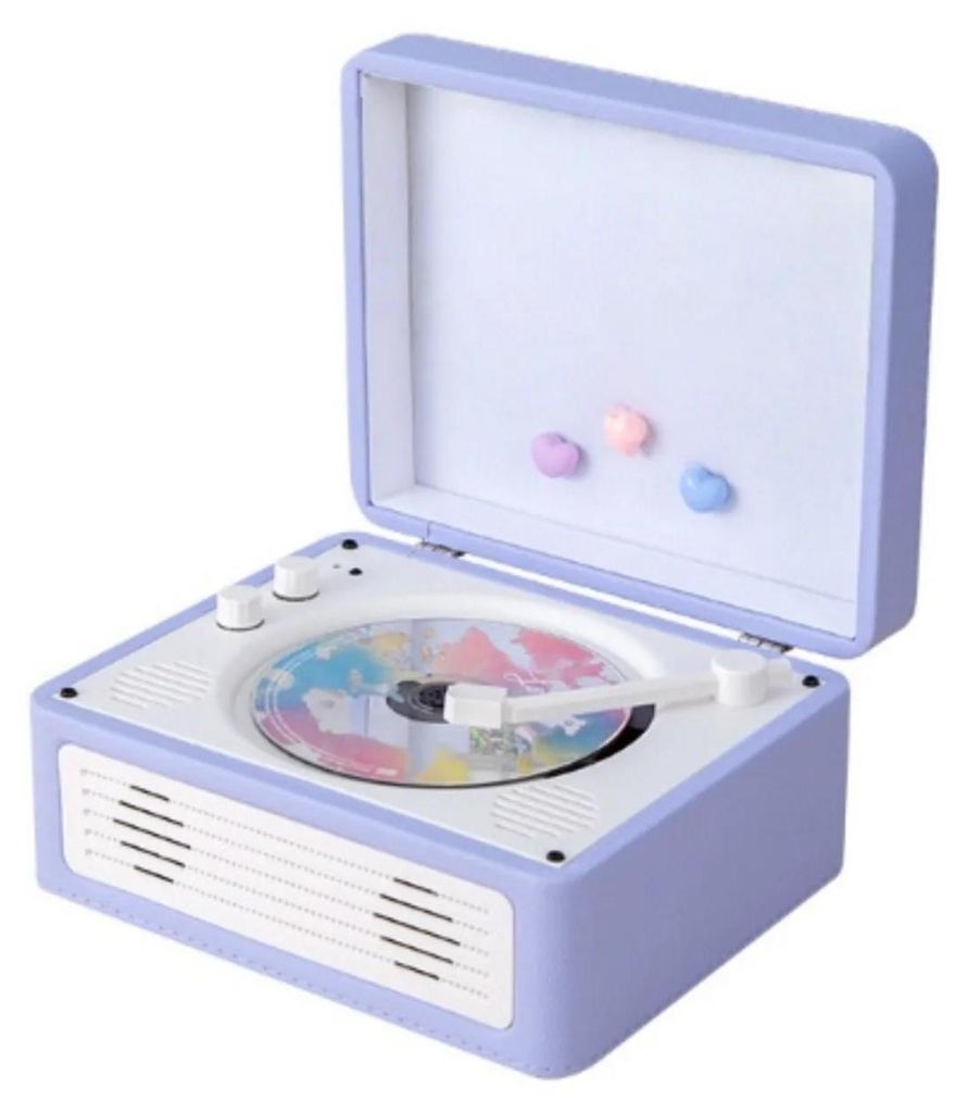Retro CD-Player mit Lautsprecher - Tragbare Boombox - LED-Beleuchtung - Akku 3000 mAh - Fernbedienung - Lila