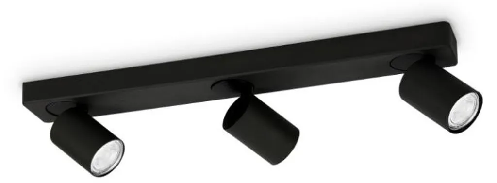 Plafonnier Métal Noir 3 Lumières 7W Lumière Chaude Ambiance Cosy Rudy
