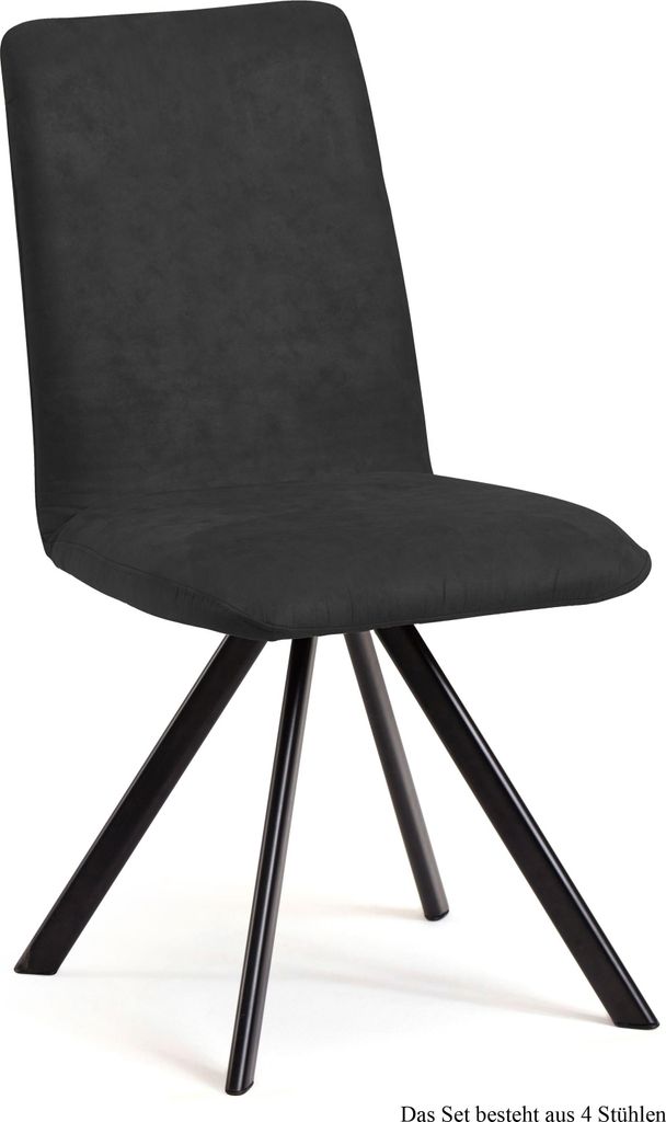 Esszimmerstuhl drehbar (4er-Set) Denny 47x92x60 Schwarz/Anthrazit