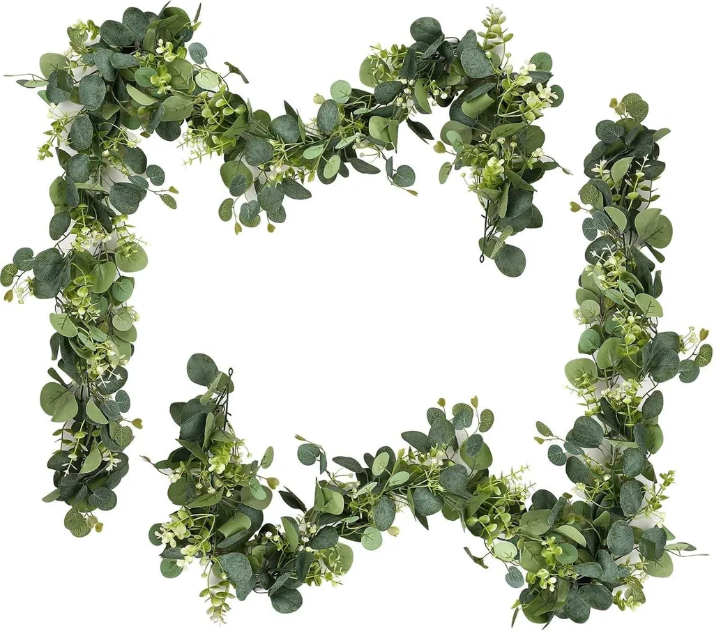 Déco fond de mariage : couronne eucalyptus artificielle 180cm modulable