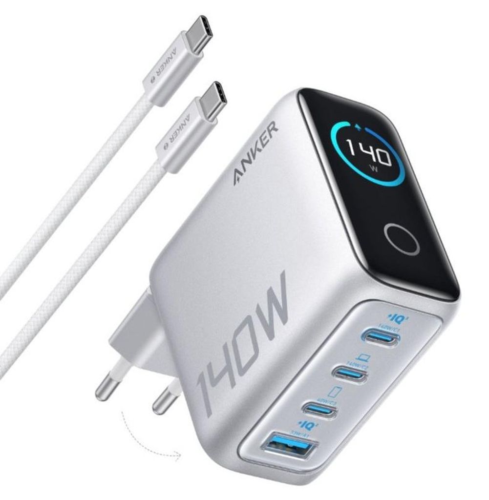 Anker Zolo 140W Wandladegerät, Digitalanzeige, 3x USB-C, 1x Produktbild 