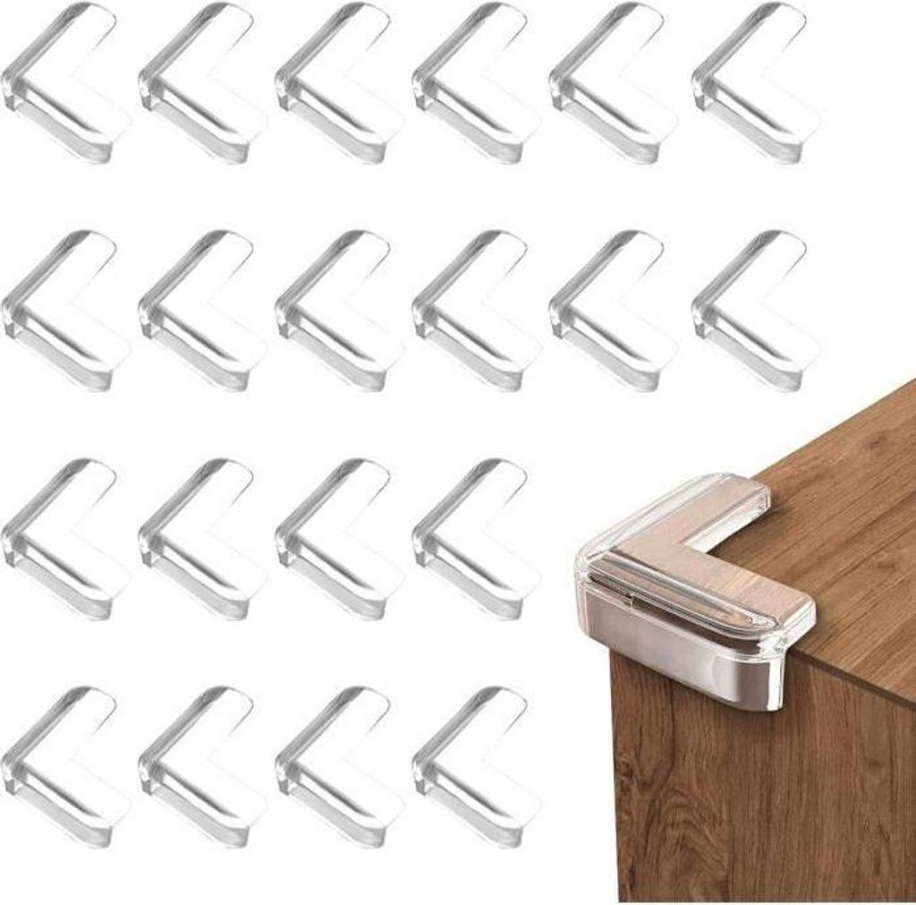 20 Stück Eckenschützer für Möbel, Tische und Kindermöbel, transparent, für Zuhause, mit starker Klebefläche