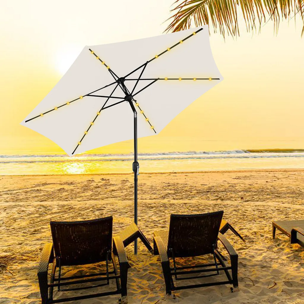 Ombrellone Karpal Beige 2,7m con Luci LED Solari - Vivi l'Estate