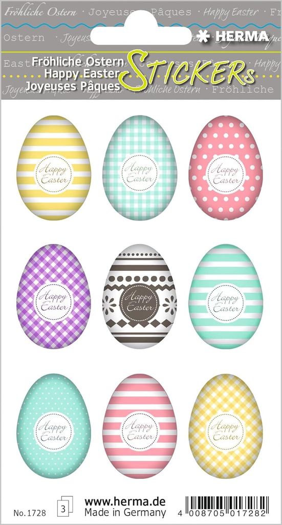 HERMA Oster Sticker TREND "Eierset bunt" 3 Blatt à 9 Produktbild 