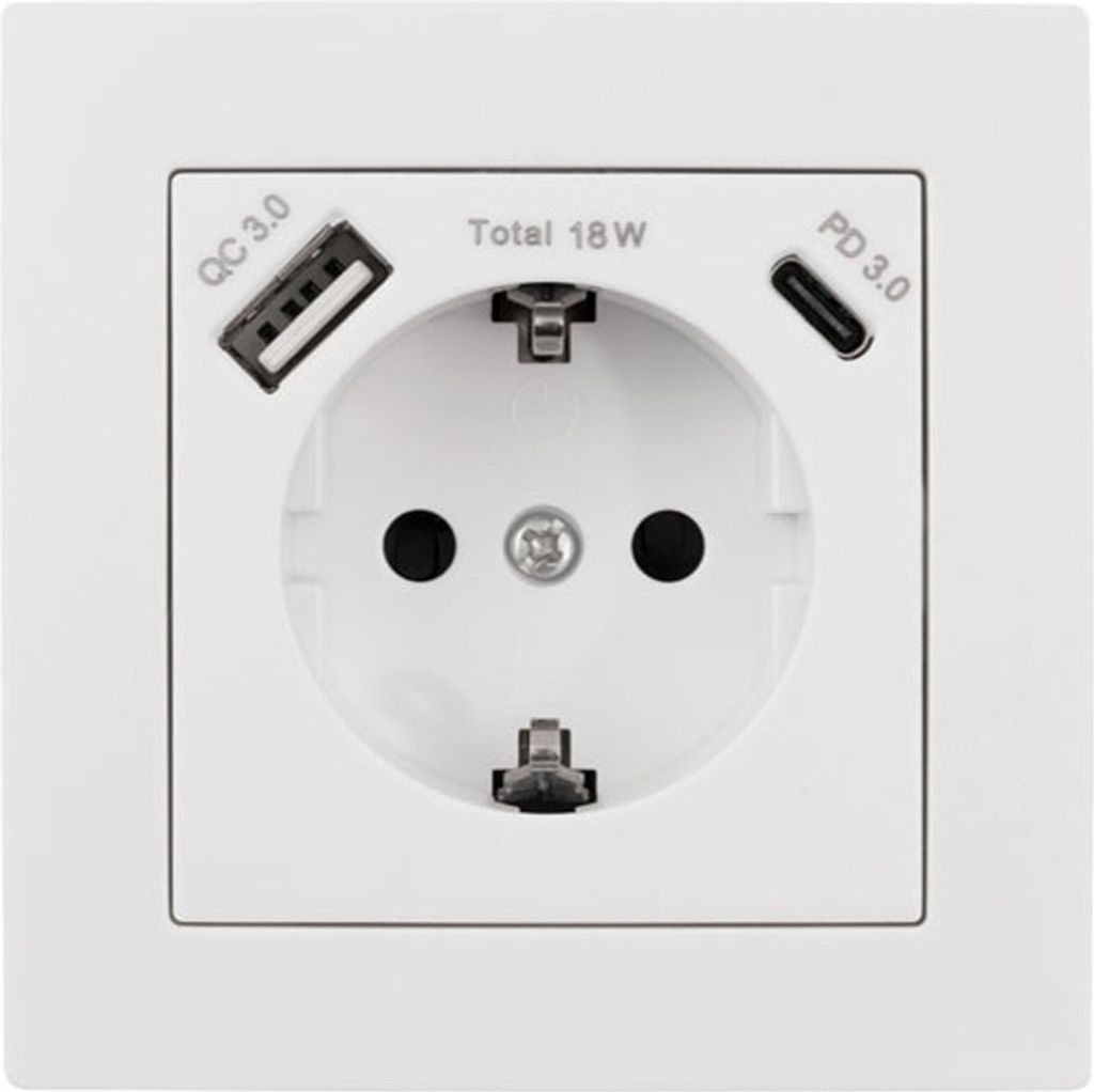 7413 Einsatz Schukodose 250 Volt 16 Ampere + 2 x USB 18 Watt