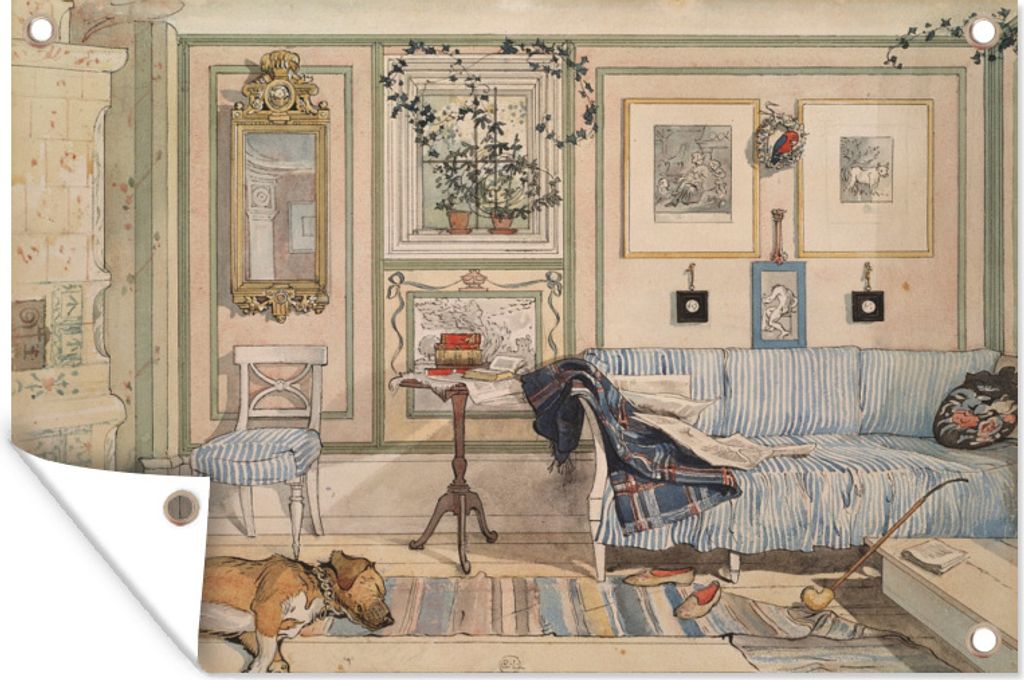 MuchoWow 120x80 cm Outdoor-Poster Gartendeko Sichtschutz Garten Poster für den Garten Gemütliche Ecke - Carl Larsson