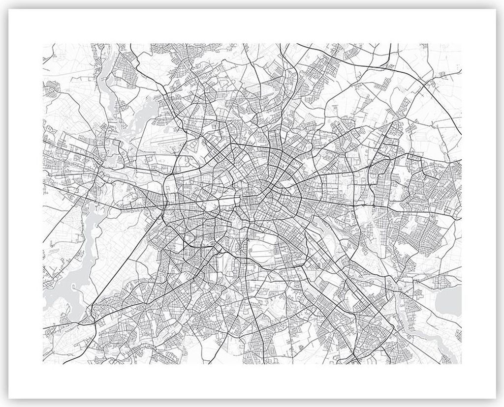 Poster - Poster ohne Rahmen - Stadt Karte Berlin - 50x40 cm - Wand Bild - Wanddeko - Wandbilder - Kunstposter - Wandposter - Bilder - Kunstdruck - ...