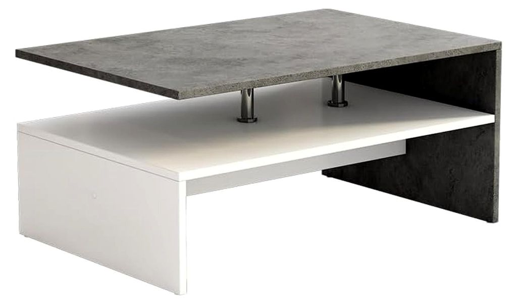 Couchtisch Mike, Beton, 90 x 60 cm, geeignet zur Aufbewahrung von Zeitschriften und Fernbedienungen