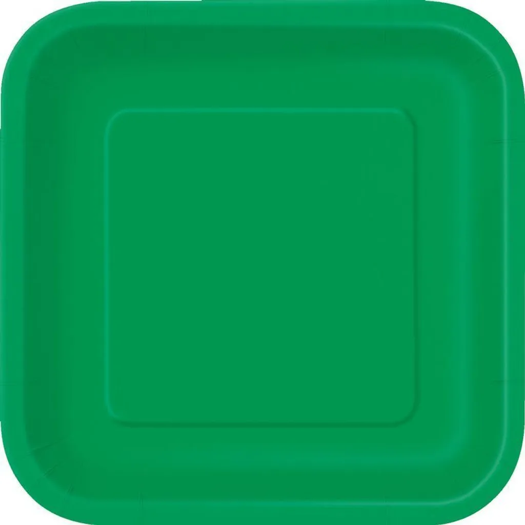 Lot de 14 assiettes carrées vert foncé en céramique mate pour la table