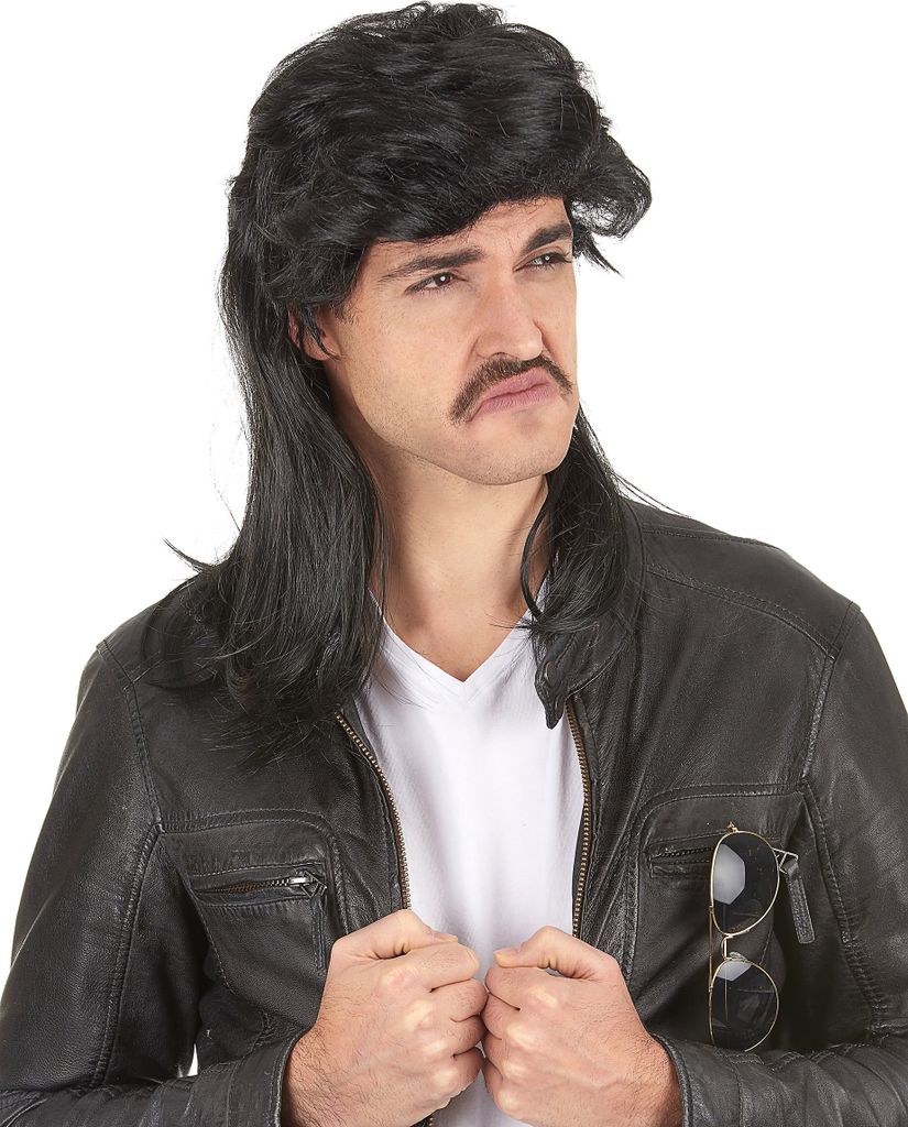 Pánská paruka mullet v černé barvě Obrázek produktu 