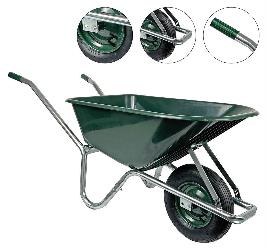 Matrix Schubkarre 100l 250kg Luftrad Kunststoffwanne grün Produktbild 