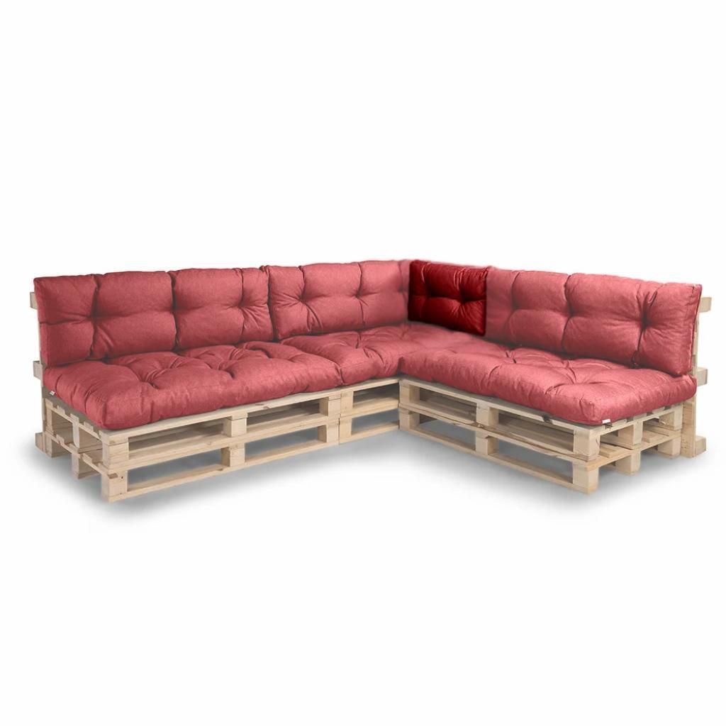 Palettenkissen für Palettensofa – Palettenauflagen N_PPI (Eckkissen 60x40, Rot)