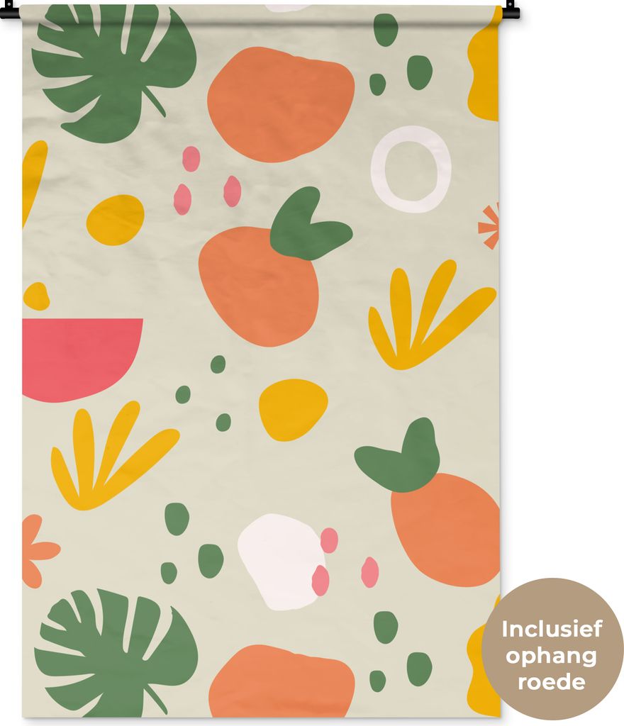 MuchoWow Wandteppich Wandbehang Obst - Monstera - Gestaltung 90x135 cm Tapisserie Dekoration Wandtuch - Baumwolle - Wandskulptur
