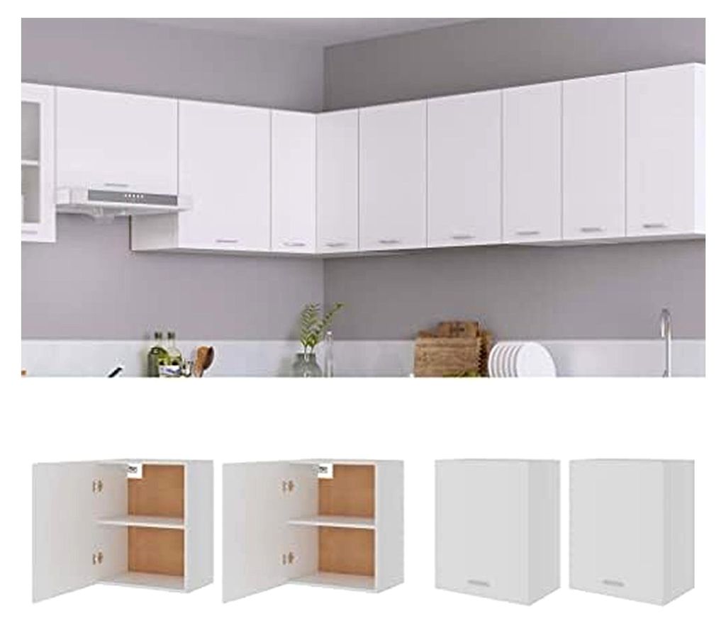 Hängeschränke 2 Stück Lyon Weiß 50x31x60 cm Holzwerkstoff, Küchenschrank, Einbauküche, Küchenzeile, Küchenmöbel, Oberschrank