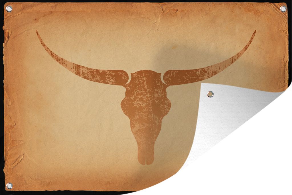 MuchoWow 120x80 cm Outdoor-Poster Gartendeko Sichtschutz Garten Poster für den Garten Eine antike Illustration des Texas Longhorns