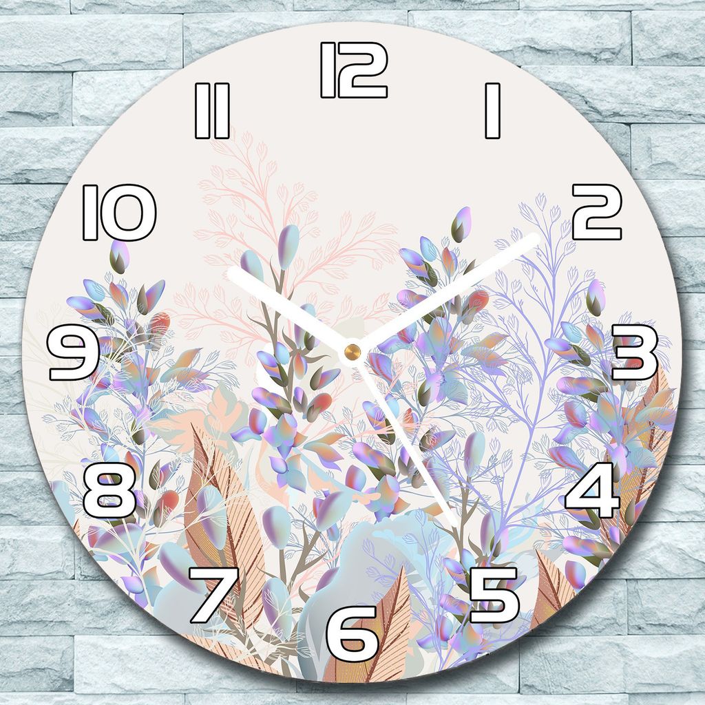 Wanduhr aus Glas Rund fi 30 Pastellblätt Vintage Quarz Deko Schlafzimmer Büro