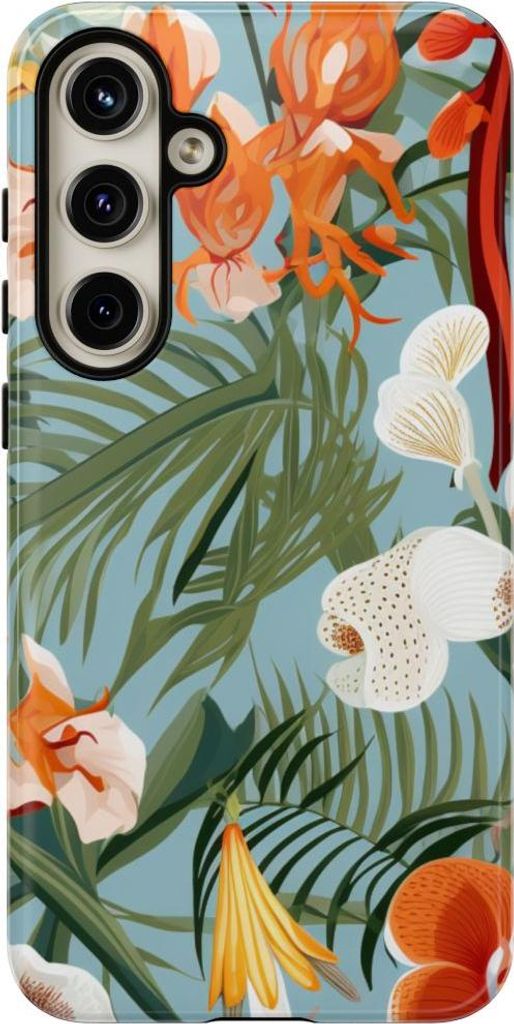 Tropische Orchideen und Blätter – Hülle Kompatibel mit Samsung Galaxy S24 Plus