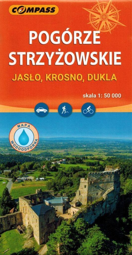 Vorgebirge von Strzyżowskie. Jasło, Krosno, Dukla. Laminierte Touristenkarte. Ausgabe 2025. Kompass