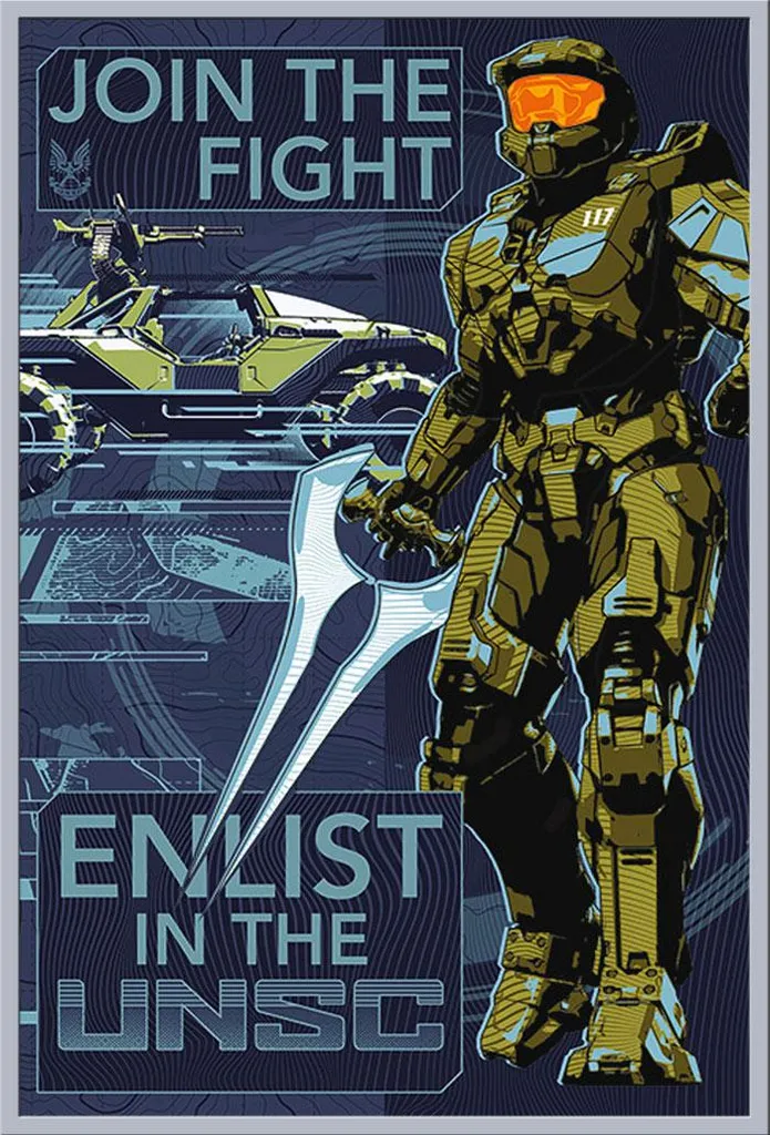 Affiche HALO Infinite sous Cadre Argenté 61x91,5 cm - Prêt à Accrocher
