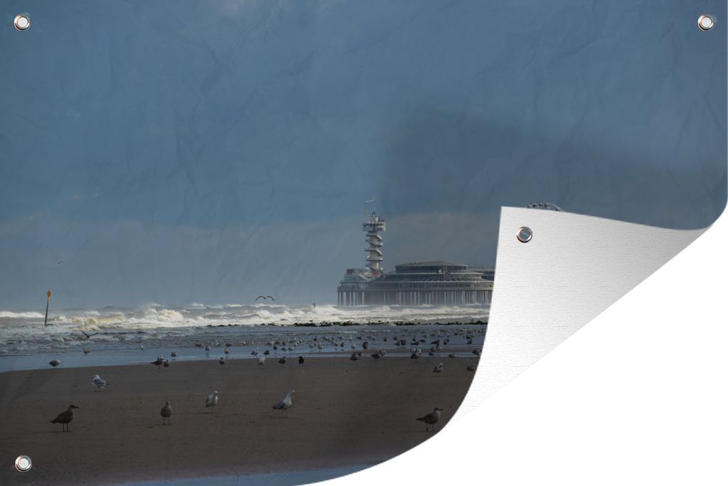 MuchoWow 90x60 cm Outdoor-Poster Gartendeko Sichtschutz Garten Poster für den Garten Ein schöner Blick auf den Pier von Scheveningen