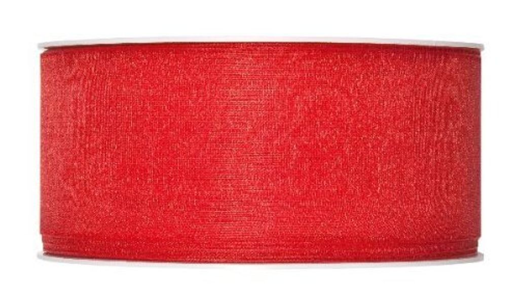 Organzaband mit Webkante / rot / Breite:40mm / Länge:50 Meter - 0,43 € pro Meter