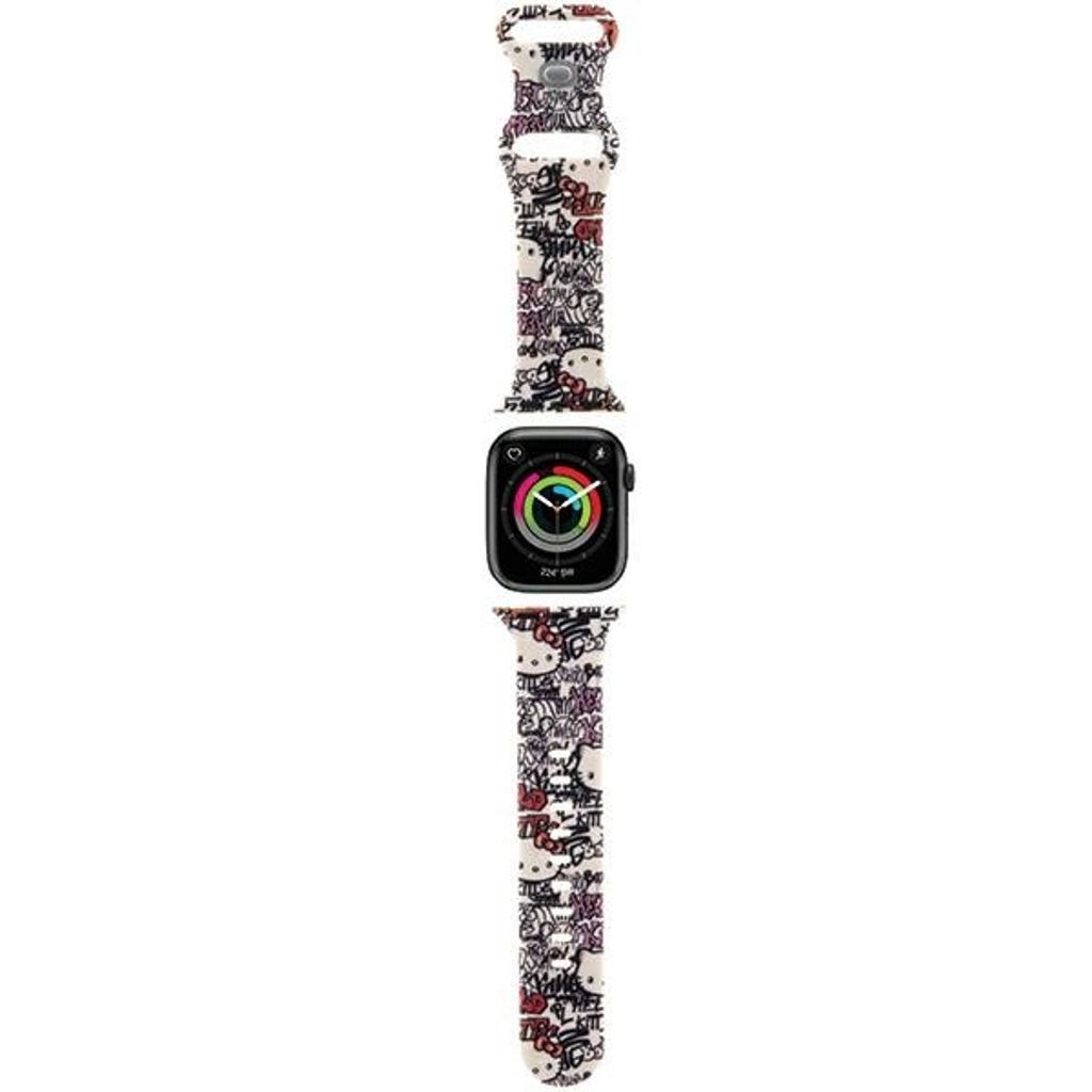 Pasek Hello Kitty Silikon Tags Graffiti Na Apple Watch 38/40/41Mm - Beżowy