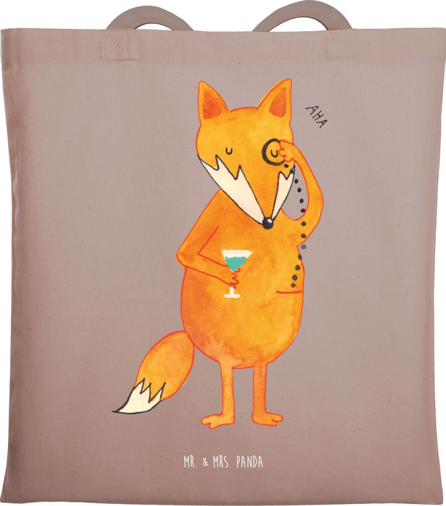 Mr. & Mrs. Panda Shopping Tasche Fuchs Lord - Braun Pastell - Geschenk, Laptoptasche, Spruch Lustig, Schick, Motivation, Schultasche, Neugierig, Ju...