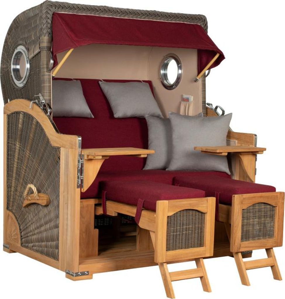 Strandkorb Düne Grande Bullauge Teak PE Grey Dessin 594