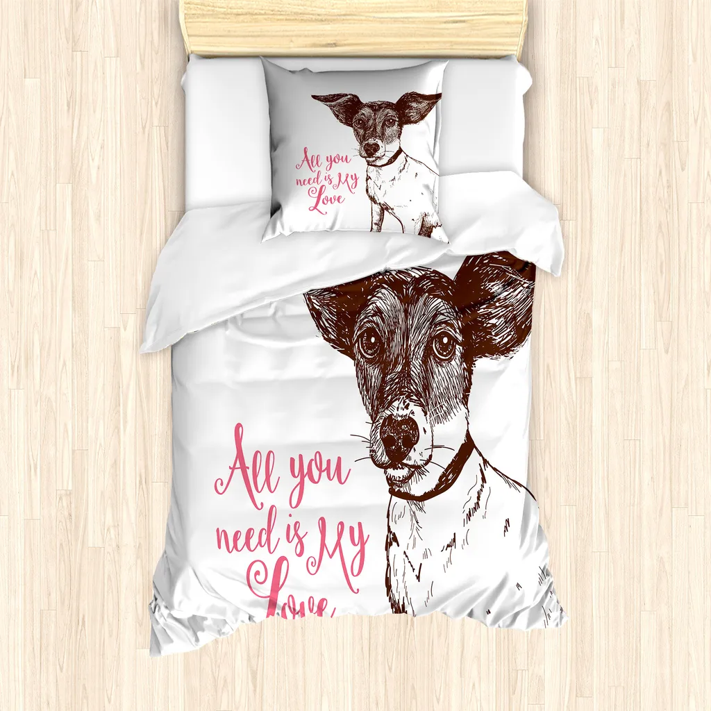 Offerta Set Copripiumino ABAKUHAUS Jack Russell 135x200 Rosa/Bianco
