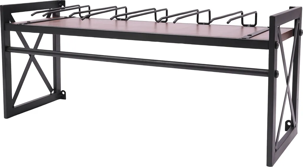 Étagère à vin robuste fixation murale avec porte-verres suspendus