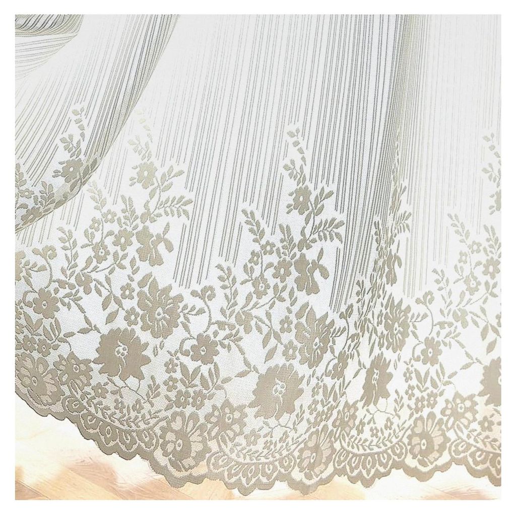 Jacquard Schiebegardine im Landhausstil mit Streifen- und Blumenmuster, transparente Gardine mit Tunnelzug für Küche und Wohnzimmer, 1 Stück HxB...