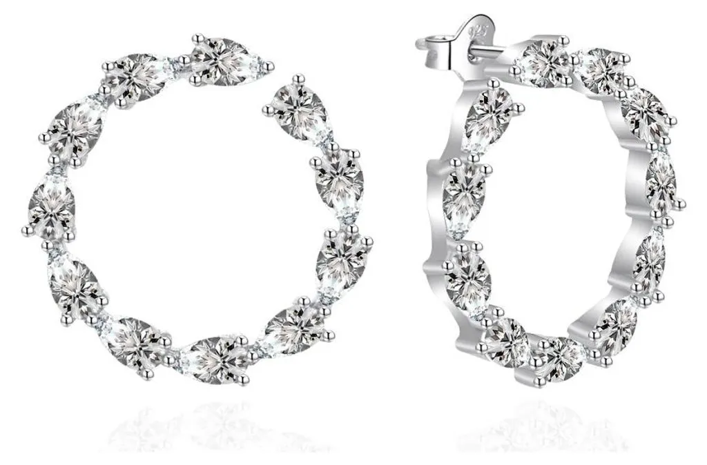 Boucles d'oreilles de luxe Bagues AGT-E037PW en argent rhodié brillant
