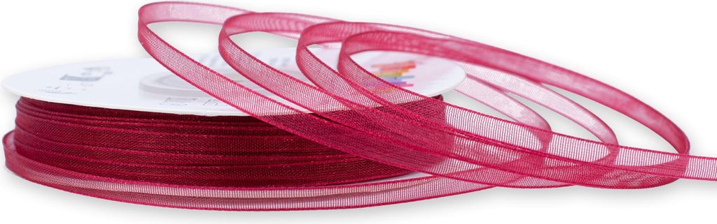 Organzaband 3mm x 50m Rolle Bordeaux Produktbild 