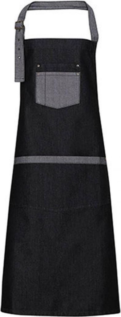 Premier Workwear PR127 | Domain Contrast Denim Bib Apron - 86 cm lang und 72 cm breit - Farbe: Black Denim (ca. Pantone 433) - Größe: One Size
