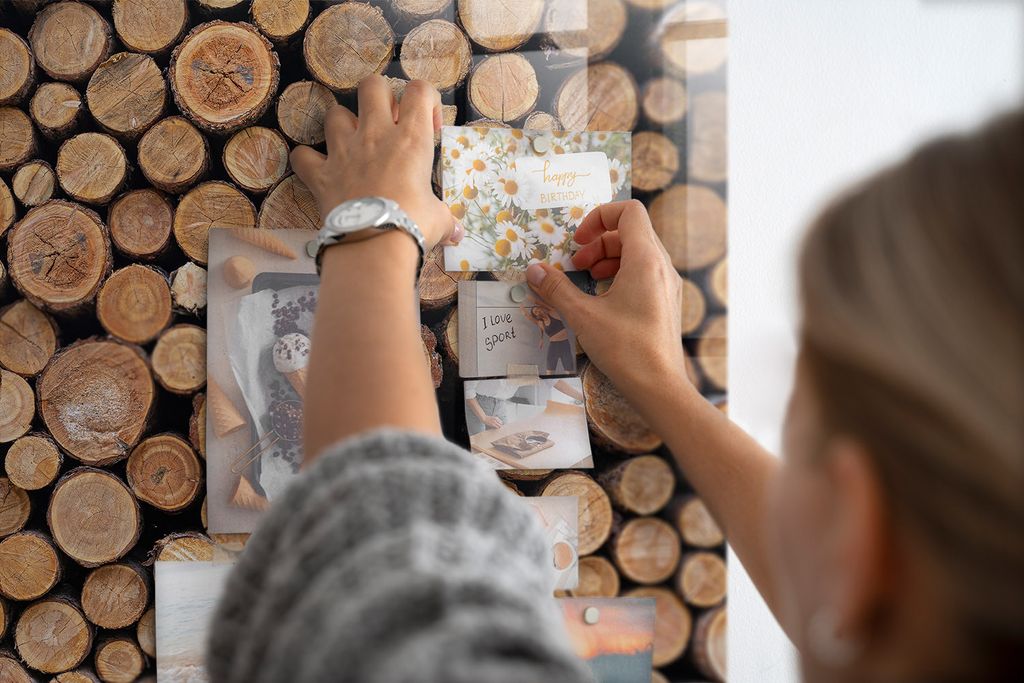 Magnetisch Tafel Magnettafel - Magnetpinnwand Memoboard - Notiztafel verschiedenen Designs - 90x60 cm - Baumringe
